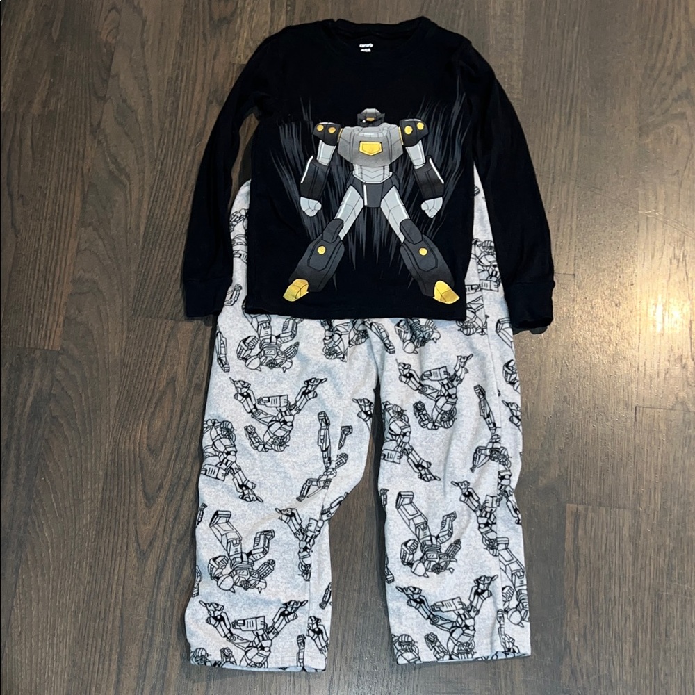Carter's Black and Gray Robot Pajama Set Size 8
